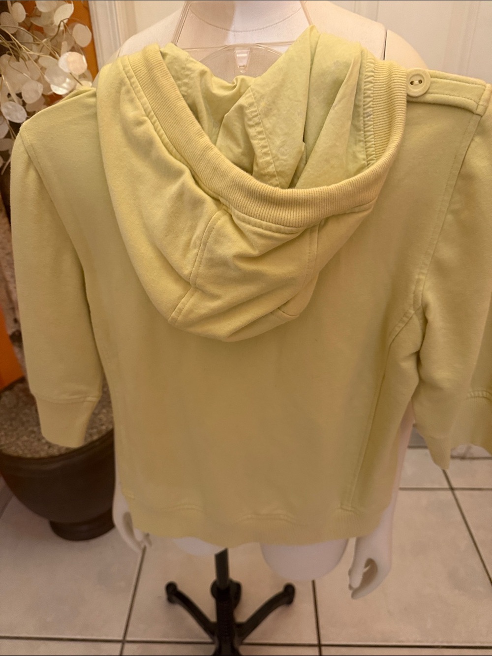 Sanctuary Pale Yellow Hooded Military-Style Zip Sweatshirt - Picture 9 of 9